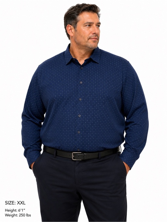 Cactus Other - Cactus Man by Ricky Singh Men's Navy Long-Sleeve Polo Shirt with Micro Dot Print